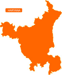 Fototapeta premium Map of Indian state Haryana in solid orange color