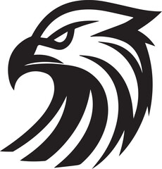 Bold Tribal Eagle Head Vector Logo in Black and White

