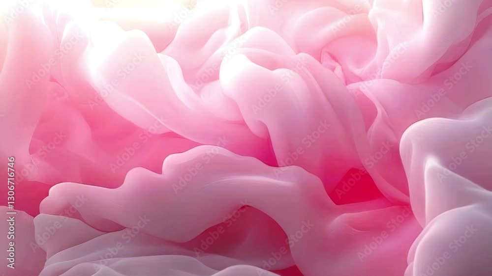 Poster a composition of flowing translucent fabrics in shades of pink and white. light accentuates the soft