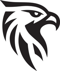 Bold Tribal Eagle Head Vector Logo in Black and White

