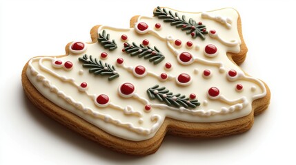 christmas tree shaped gingerbread cookie isolated,cartoon illustration style