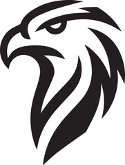 Bold Tribal Eagle Head Vector Logo in Black and White

