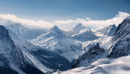 Obraz premium 冷たさが際立つ雪と氷に覆われた山谷