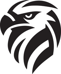 Bold Tribal Eagle Head Vector Logo in Black and White

