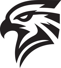 Bold Tribal Eagle Head Vector Logo in Black and White

