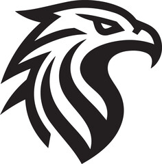 Bold Tribal Eagle Head Vector Logo in Black and White

