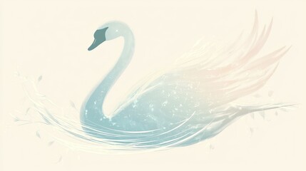 Fototapeta premium A beautiful illustrated swan floats gracefully amidst delicate flowing details