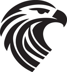 Bold Tribal Eagle Head Vector Logo in Black and White

