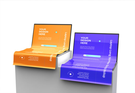 Laptop with Long Screen Scroll Mockup
