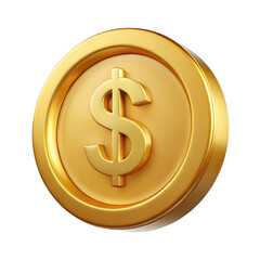 3D Gold Coin Icon with Embossed Dollar Sign
