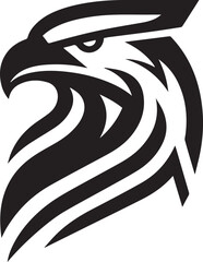 Bold Tribal Eagle Head Vector Logo in Black and White

