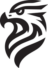 Bold Tribal Eagle Head Vector Logo in Black and White

