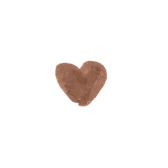 Filled Heart Symbol, hand-drawn marker glyph with brown color on transparent Background