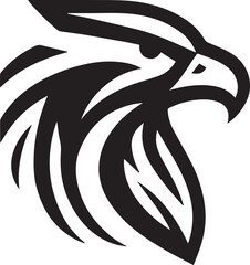 Bold Tribal Eagle Head Vector Logo in Black and White

