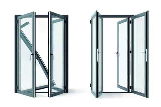 Glass Door Elements for Home Use: Open and Close Features Isolated on Transparent Background