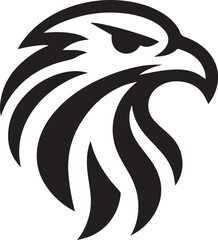 Bold Tribal Eagle Head Vector Logo in Black and White

