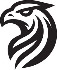 Bold Tribal Eagle Head Vector Logo in Black and White


