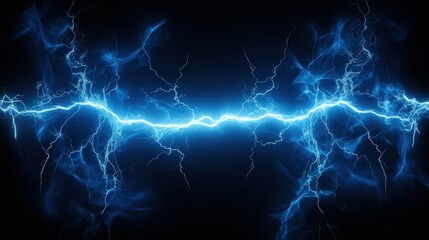 Naklejka premium Two Striking Blue Lightning Bolts Illuminating a Dark Background in a Powerful Electric Display