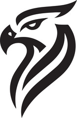 Bold Tribal Eagle Head Vector Logo in Black and White

