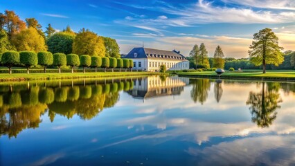 Serene Lake Reflections at Herrenhausen Palace, herrenhausen gardens, nature scenery
