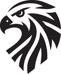 Bold Tribal Eagle Head Vector Logo in Black and White

