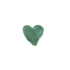 Filled Heart Symbol, hand-drawn marker glyph with dark green color on transparent Background