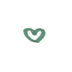 Outline Heart Symbol, hand-drawn marker glyph with dark green color on transparent Background