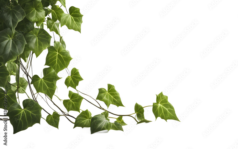 Poster A green ivy plant with trailing vines, isolated on a empty plain background