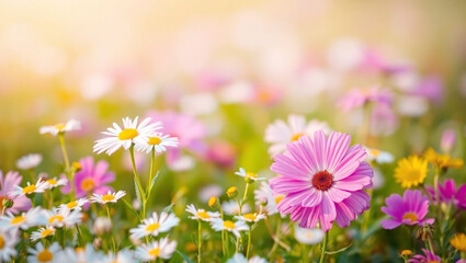 Fototapeta premium Beautiful Spring Wildflowers in Bloom – Stunning Nature Photography. Generative AI
