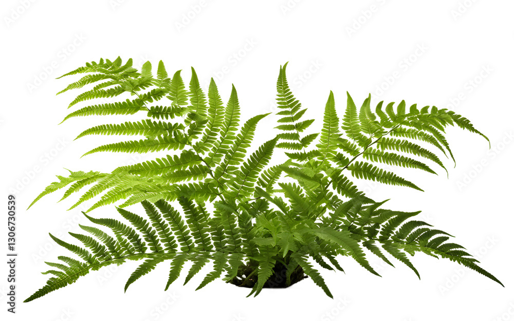 Poster a lush green fern with delicate fronds, isolated on a empty plain background