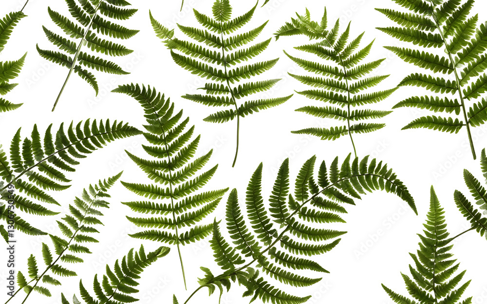 Poster a lush green fern with delicate fronds, isolated on a empty plain background