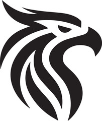 Bold Tribal Eagle Head Vector Logo in Black and White

