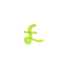 Pound Symbol, hand-drawn marker glyph with light green color on transparent Background