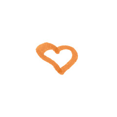 Outline Heart Symbol, hand-drawn marker glyph with orange color on transparent Background