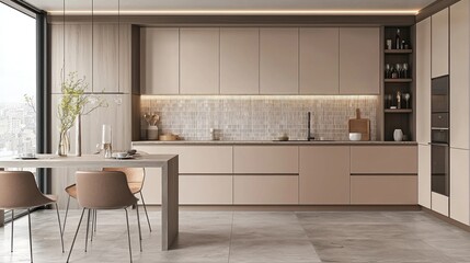 Fototapeta premium A Modern Kitchen And Dining Space With Contemporary Design Elements