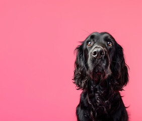 English Cocker Spaniel dog on minimalistic colorful background with Copy Space. Perfect for banners, veterinary ads, pet food promotions, and minimalist designs.