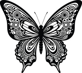 Black and White Intricate Butterfly Silhouette _ insect _ wing patterns