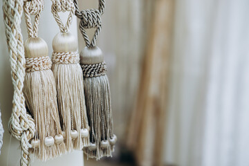 Curtains decorations and hangers in a store