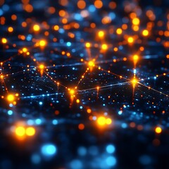 Obraz premium Lights connect on abstract dark background