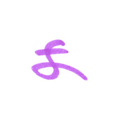 Pound Symbol, hand-drawn marker glyph with purple color on transparent Background