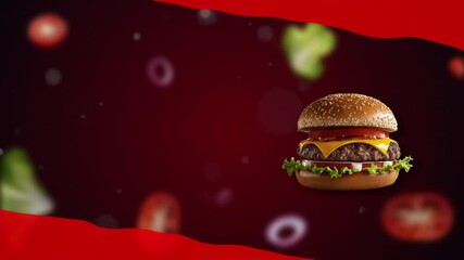 Cheesy burger marketing video with dynamic motion graphics and warm tones for food ads - flash sale - Powered by Adobe