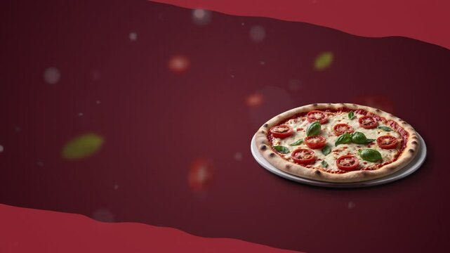 Classic Margherita pizza with elegant floating toppings and soft blur effect for restaurant promos - flash deal food ad