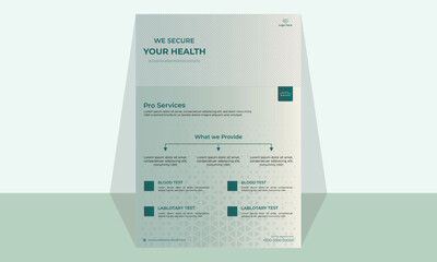 A  Simple professional and clean healthcare flyer suitable for all medical-related businesses. this multipurpose flyer can be used to create traditional print advertising for doctor, clinic, hospital