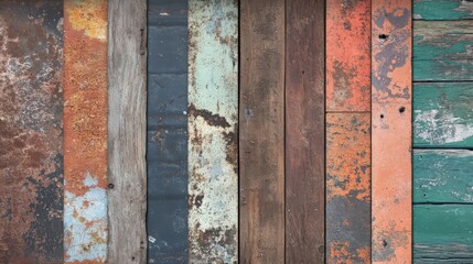 Distressed Rustic Panels: An Assortment of Weathered Wood and Metal Textures