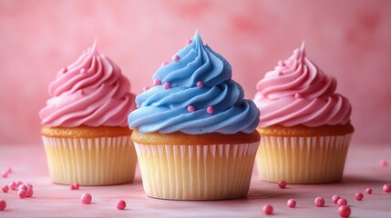 cupcake with swirls of pastel blue pink isolated,cartoon illustration style