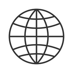シンプルなモノクロ線画地球儀ベクターアイコン