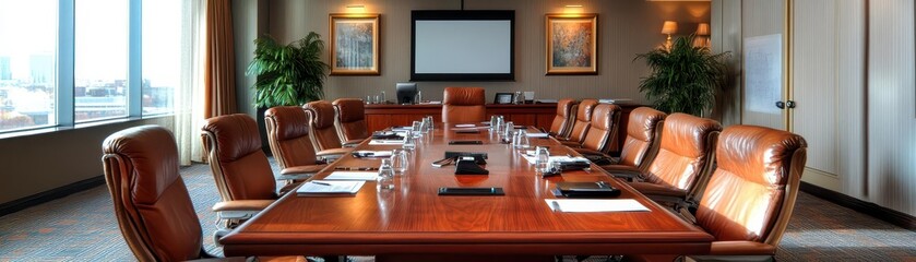 Modern Conference Room with Large Table and Comfortable Chairs