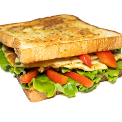 Simple  egg sandwich on isolated white. 