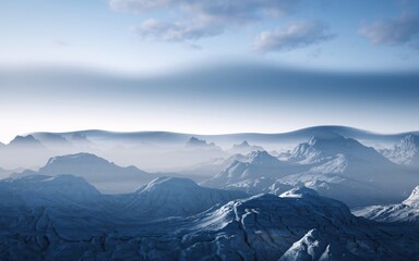 Obraz premium Misty Mountain Range at Dawn