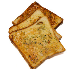 Herbs toast bread on isolated white.